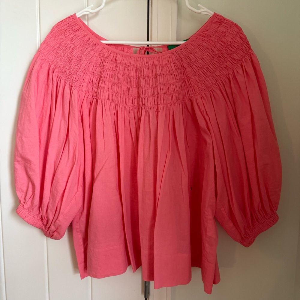 Clare V Smocked Women's Top, Pink XL